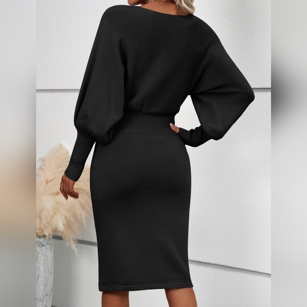 Batwing Sleeve Sweater Dress - Picture 5 of 6